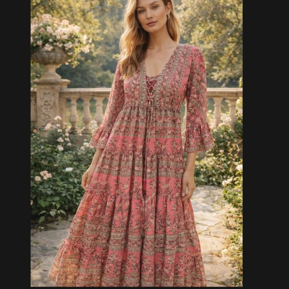 Anthropologie Dresses & Skirts - Anthro Boemo Tiered Maxi Dress Sz L LP – Floral Boho Whimsy Paisley Cottagecore